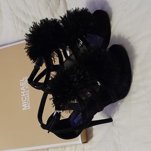 Womens Michael Kors Fara Sandal black suede size 5.5